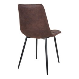 Middelfart spisestuestol - brun, mikrofiber, sort metalben - sæt med 2 stk