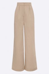 Beige and red striped women's pants with a relaxed, casual style. Available in sizes S, M, L, XL, and XS.