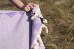 Hamamtuch Bio-Baumwolle Kestane lavendel