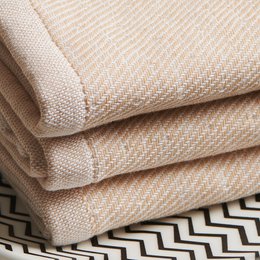Sand beige cotton hammam terry face towel, textured weave, soft absorbent bathroom towel