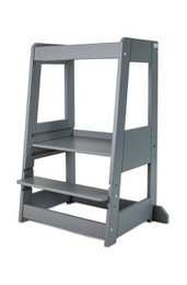 Wooden learning tower with natural beech finish, designed for children's safety and development.