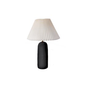 Tafellamp keramiek met geplooide linnen lampenkap Ø 8 x 20 (voet) cm E14