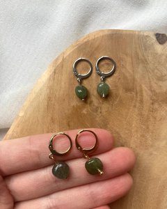 Natural Stone Earrings Stainless Steel gold/silver 'Aventurine Green''