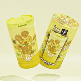 IZY Mug, Sunflowers, 350ml, giftbox - Thermische beker | reisbeker | Afsluitbare mug voor hete of koude dranken | isoleerbeker | Thermos | Mug