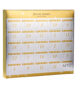 Adventskalender 13 juwelen en 11 parels - Destiny - Gouden afwerking - Goud en kristal of wit