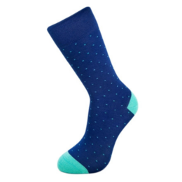 Turquoise Dots Bamboo Socks - Navy blue socks with turquoise polka dots, made from soft and breathable bamboo material.