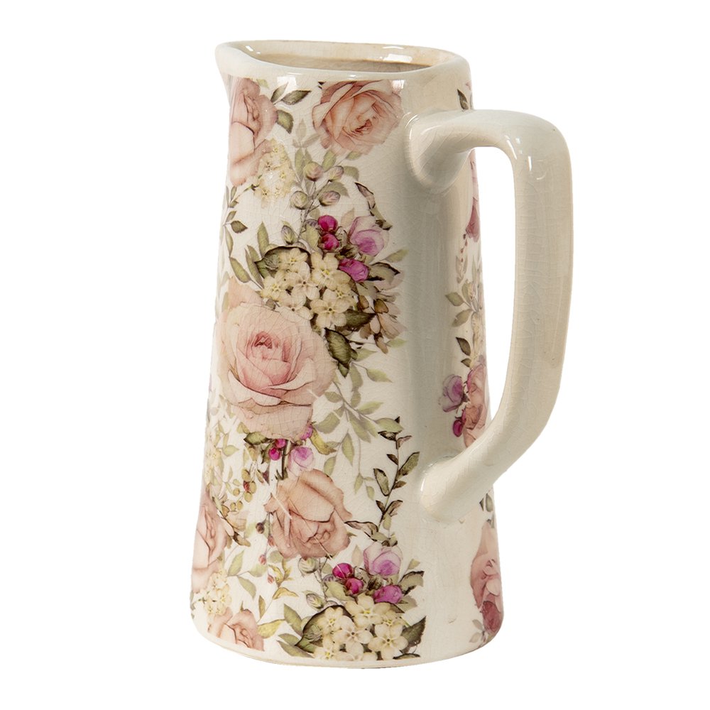 Decoratie Kan 2100 ml Roze Keramiek Bloemen Waterkan