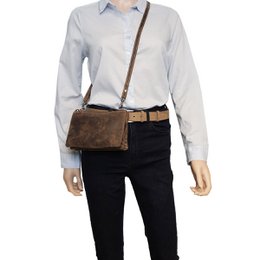 Skuldertaske I 3 farver Buffalo Læder - Festivaltaske - Lædertaske Lille - Crossbody taske til kvinder Læder - Str. L