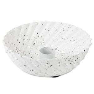 Kerzenhalterschale aus Metall mit weißen Punkten