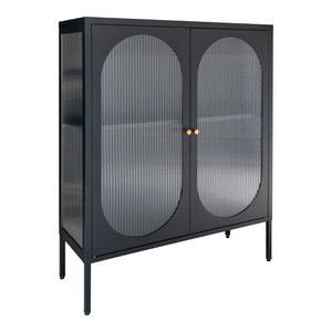 Adelaide Display Cabinet - Black, Steel/Glass, 90x35x110 cm
