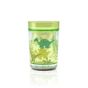 Glitzerbecher "Dinosaurier" grün