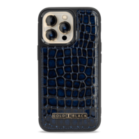 iPhone 13 Pro MagSafe leren hoesje Milano Design blauw