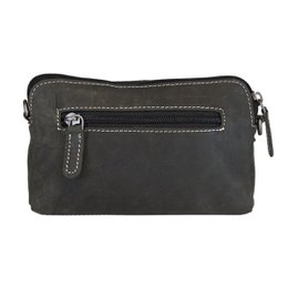 Schultertasche - Gürteltasche - Clutch aus schwarzem Büffelleder - 3 Farben Leder