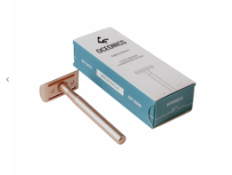 Rose gold safety razor with zero waste, plastic-free shaving.