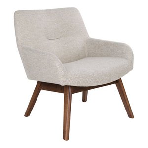 London Lounge Chair - Stof, Walnoothout, Zand - 65x63x73 cm