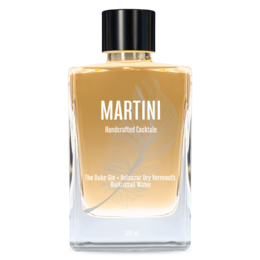 A classic martini cocktail with a glass filled with a clear liquid and two green olives garnishing the drink.