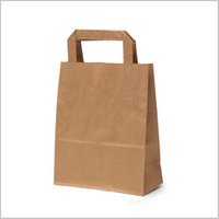 Papieren tas S – budget – Flathandle - Kraft bruin  (18×24+8) doos a 500 stuks