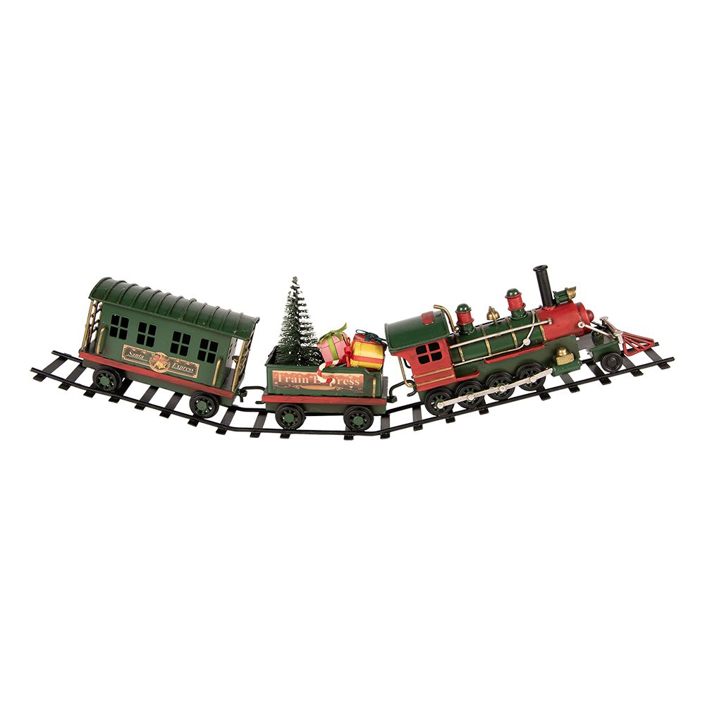 Kerstdecoratie Beeld Trein 42x5x12 cm Groen Metaal