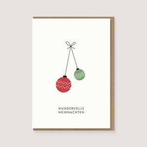 Folding card with envelope - "Christmas balls - Wonderful Christmas"
