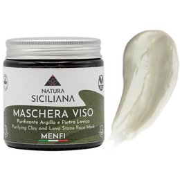 Purifying face mask made with clay and lava stone, suitable for all skin types. Helps to deeply cleanse and detoxify the skin.