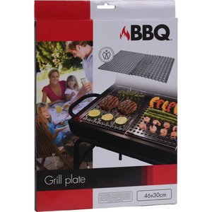 BBQ grill plate 2 parts stainless steel 46x30cm