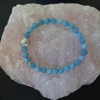 Ladies bracelet Aquamarine with Flower of Life bead