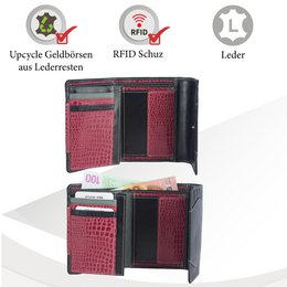 Sunsa damesportemonnee. Leren portemonnee. Portemonnee met RFID-bescherming. Portemonnee gemaakt van overgebleven leer. middelgrote portemonnee voor dames met veel creditcardvakjes - portemonnee voor dames, cadeau-idee