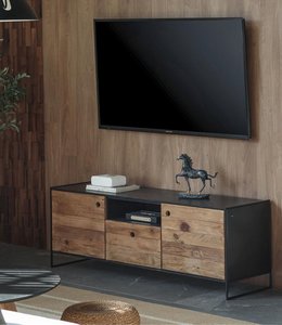 MUEBLE TV MADERA RECICLADA PINO 144,5X40X51 NEGRO MB199001