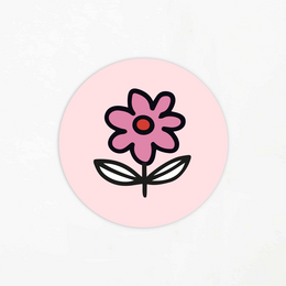 Set of 5 pink flower stickers with simple floral design