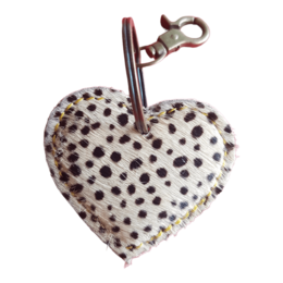 Leather heart keychain animal print