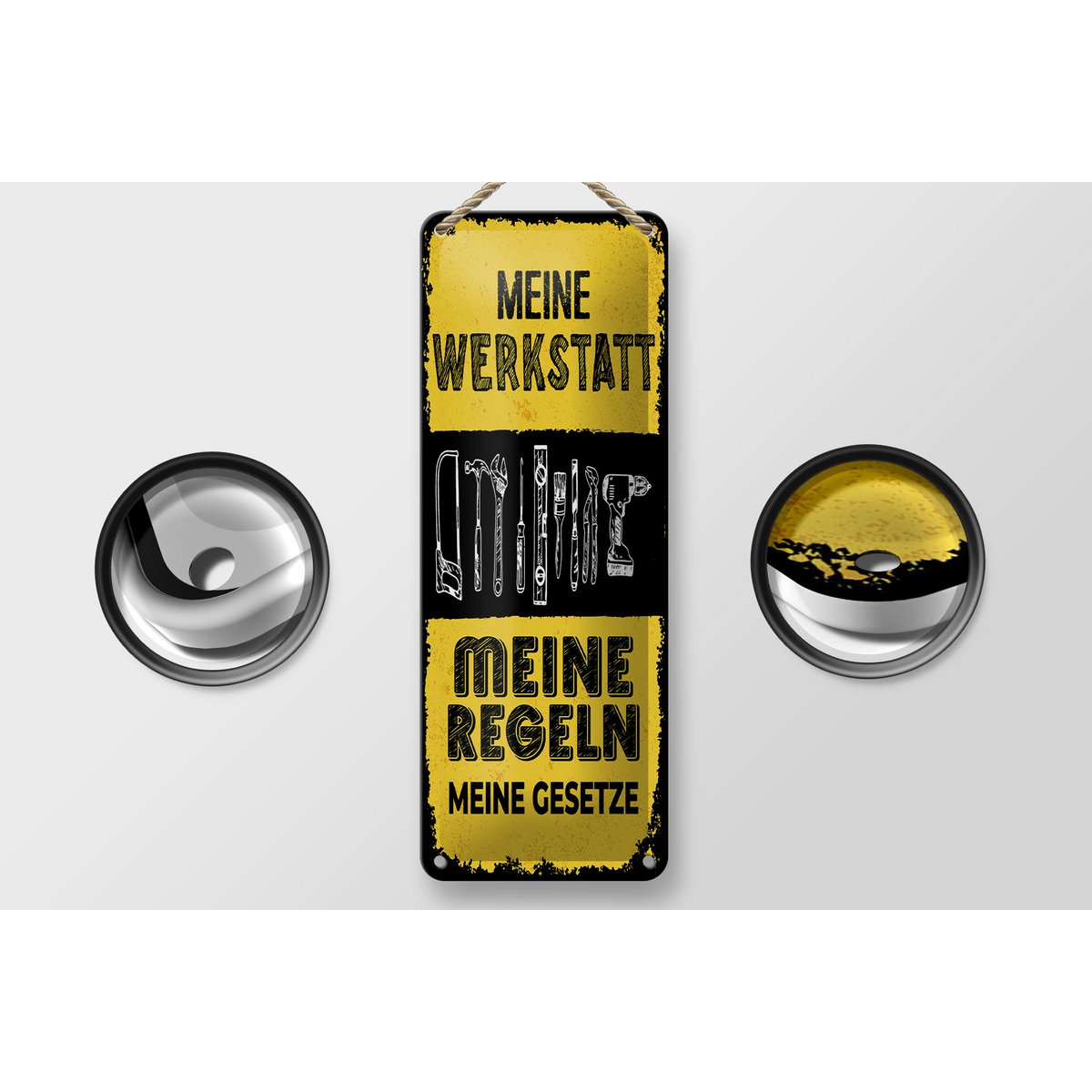 Blechschild Spruch 27x10 cm Meine Werkstatt meine Regeln meine Gesetze Schild