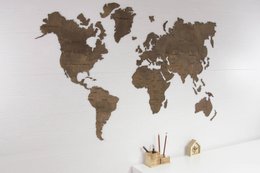 Wooden world map, Wood wall world map