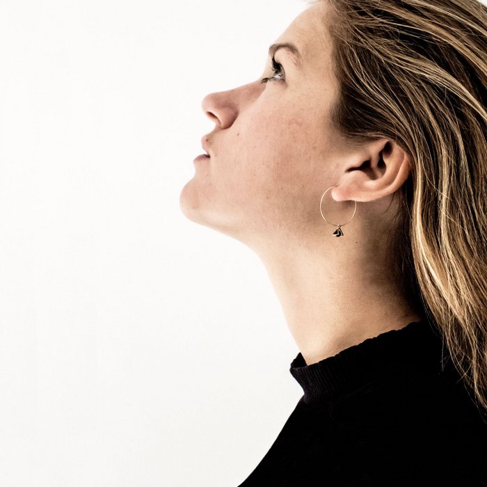 Gold Hoop Earrings - Tiny Triangle Charm