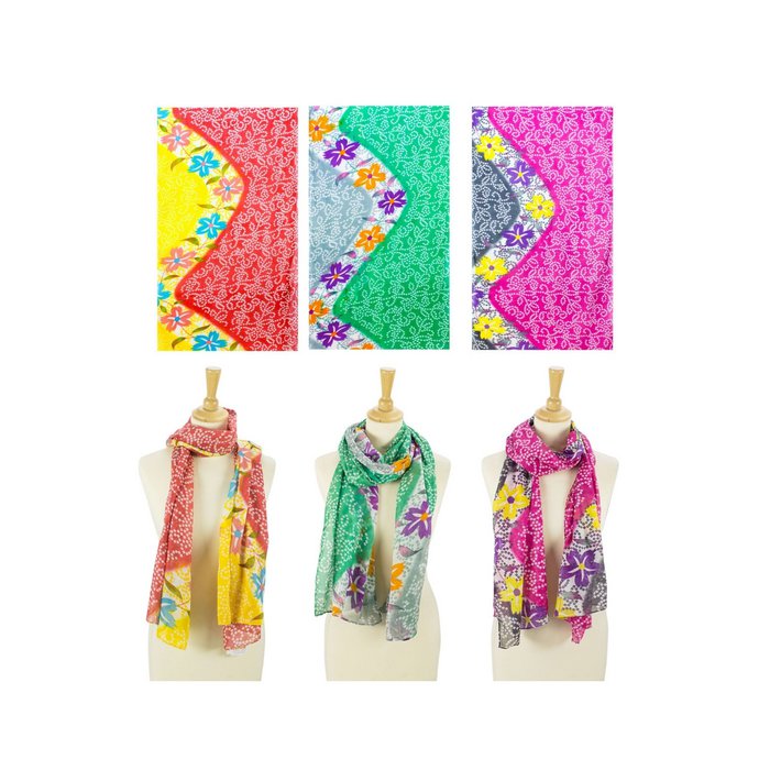 Sunsa Loop Schal Für Damen – Leichter Baumwoll-Schlauchschal Mit Blumen-Design Für Frühling & Sommer