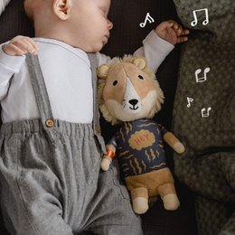 Boîte à musique jouable librement Eddie le lion – sac en tissu
