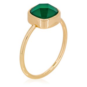 Golden brass ring mounted with a green agate "Ella"
