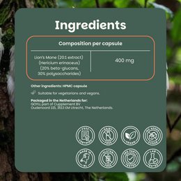 Cápsulas de extracto de melena de león 400 mg - 60 Cápsulas