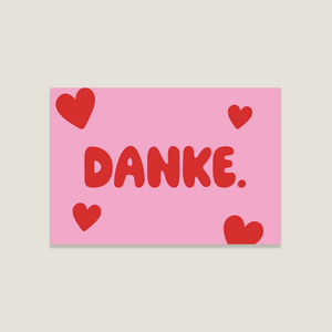 Postcard 'Thank you' - Pink & red