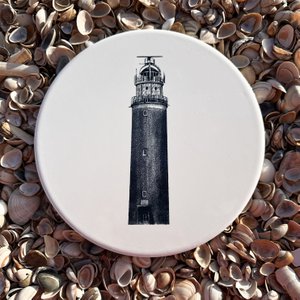 Muurcirkel Vuurtoren Texel – Ronde Wanddecoratie 20 cm | Wandtegel Maritiem