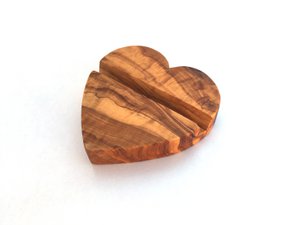Smartphone Tablet Holder Cell Phone Stand Heart made of olive wood