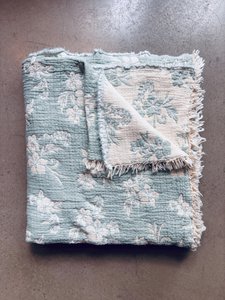 Musselin Decke - ROSE - Hellblau-Weiß - 2,20 x 2,50 m