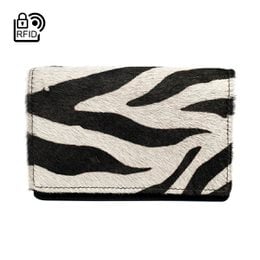 Ladies Wallet Black Leather RFID In 10 Prints
