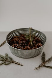 Round metal storage basket, 30cm diameter, holds 6 pieces, suitable for storing various items.