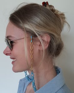 Glasses cord Stykki Light blue Acrylic gold