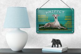 Tin sign saying 18x12cm Whippet dog gentle amiable decoration