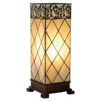 Tiffany Tischlampe 18x45 cm Beige Brown Glas Tiffany Schreibtischlampe