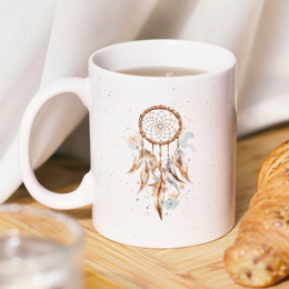  White ceramic mug with colorful kingfisher bird illustration, spring vibes, speckled design, nature-inspired.