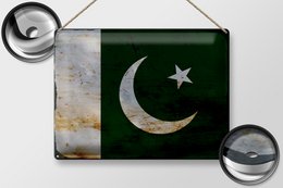 Tin Sign Flag Pakistan 40x30cm Flag of Pakistan Rust