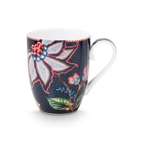 Mug Large Flower Blues Blue 350ml