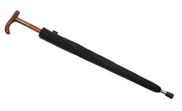  Wooden handle, height adjustable umbrella with a man's silhouette.